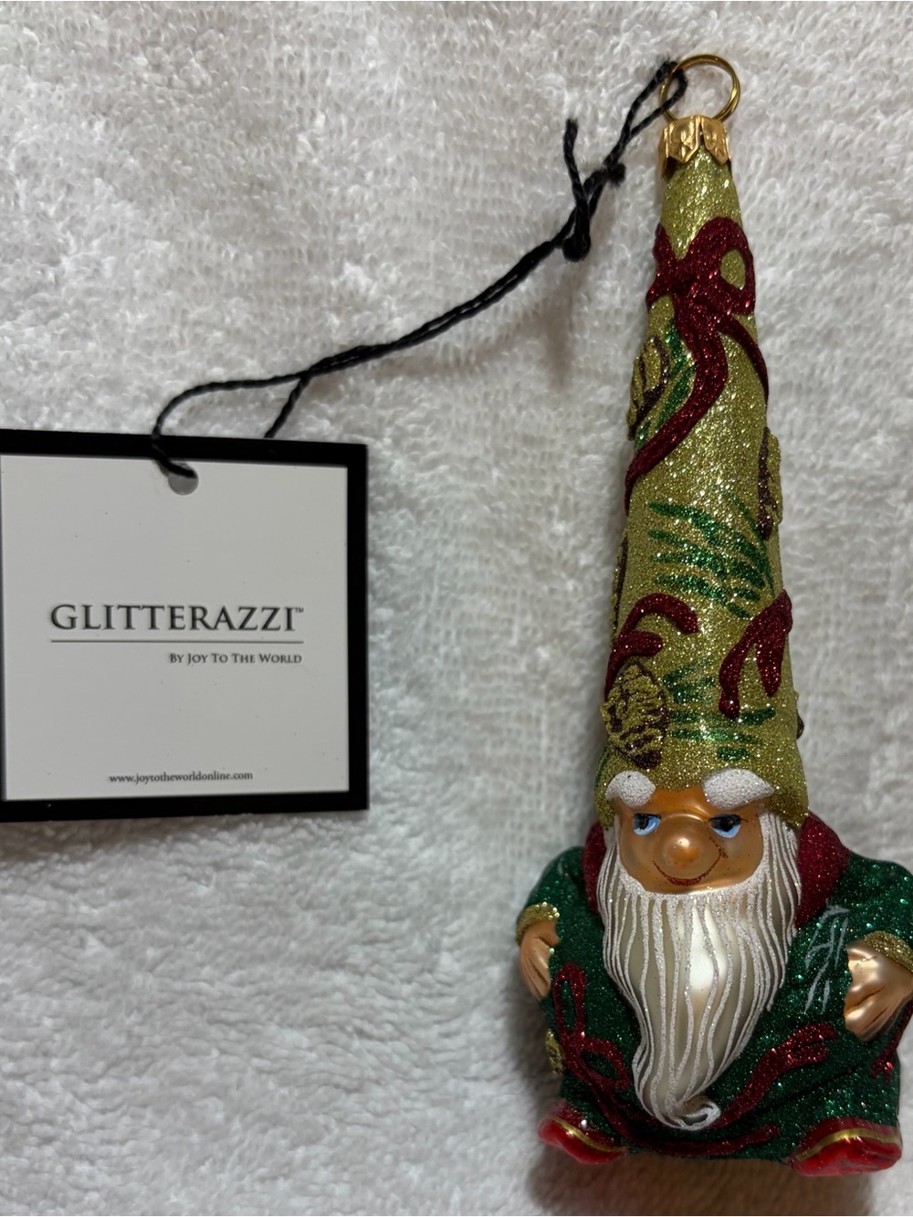 Joy To The World Glitterazzi Red & Green Gnome Ornament